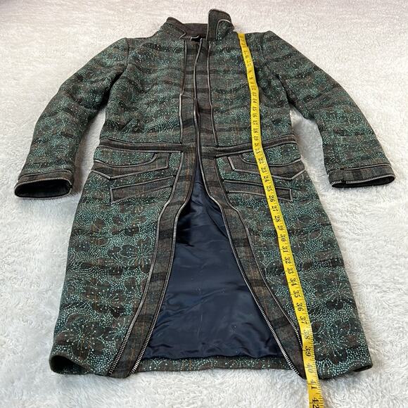 Custo Barcelona Y2K 2006 NWT Long wool blend plaid sparkle no zip coat, 42 or 8 - Picture 4 of 11